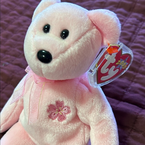 Ty Pink Plush Bear with Floral Detail! Meet Sakura. Rare Teddy Bear 🧸 - Picture 2 of 6